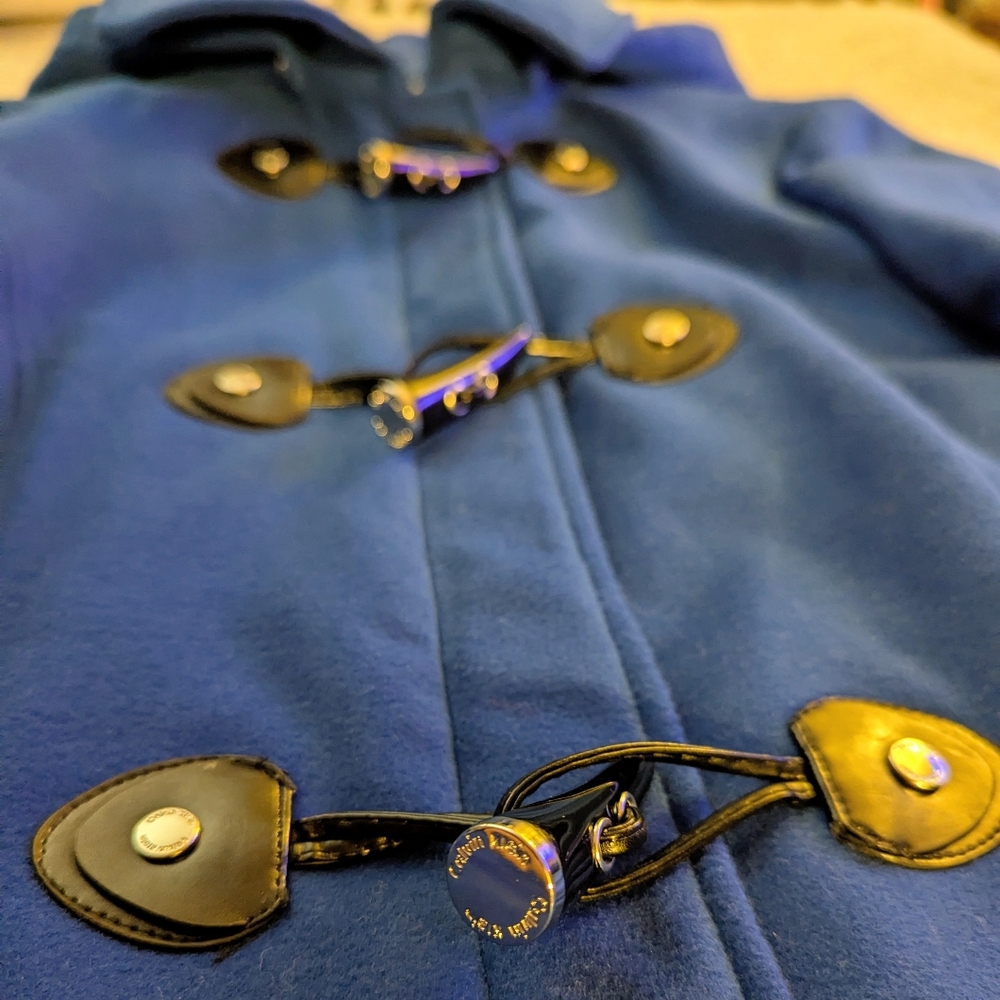 Calvin Klein Royal Blue Hooded Duffle Coat Size S NWOT - Picture 3 of 16